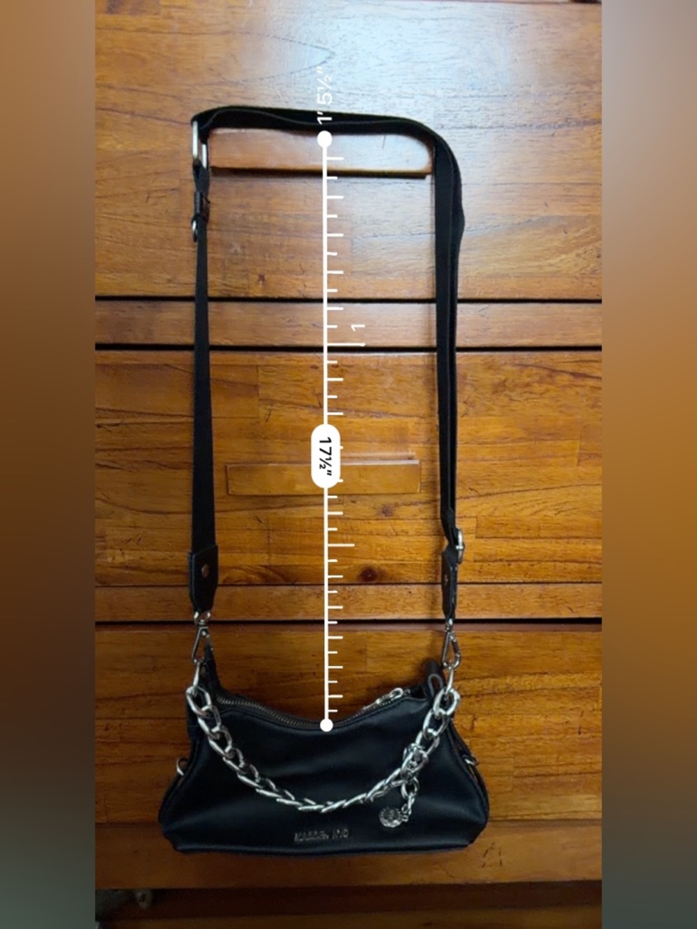 3/$25 🖤 Madden NYC Black Shoulder Bag with Chain - Picture 3 of 11
